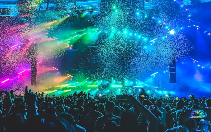 Party atmosphere with colorful lights